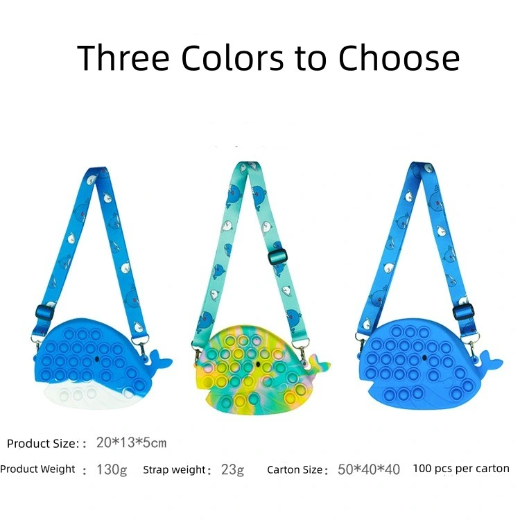 Kids Toy Stress Relief Apple Shape Pop It Shoulder Bag Pop Fidget Sling Bag with Strap